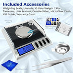 AWS Gemini-20 Milligram Scale 20g x 0.001g–Digital Jewelry/Lab Scale for Powder, Gold, Gems – Includes Calibration Weights, Tweezers & Tray–Tare, Cal, 6 Units (Gemini - 20 - Black)