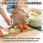 Zulay Kitchen Large Premium Garlic Press Set - Bigger Bowl for Bigger Garlic - Rust Proof & Dishwasher Safe Garlic Mincer Tool - Easy-Squeeze, Easy-Clean Silicone Garlic Peeler & Brush (Rose Gold)