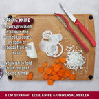 Victorinox Swiss Classic Paring Knife Set with Peeler - Includes a Straight Edge & Serrated Paring Knife, & Fruit & Vegetable Peeler - Red Handle, 3-Piece Set