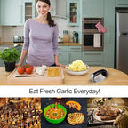 Garlic Press Rocker Stainless Steel Ginger Crusher Squeezer Kitchen Gadget with Ergonomic handle, Silicone Tube Garlic Peeler and Cleaning Brush Tool Set