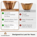 Woodenhouse Wooden Salad Bowl, Wooden Bowl, Fruit Bowl - 12" Wavy Large Salad Bowl for Serving, Handmade, Durable and Stylish Natural Wood Dining Accessory