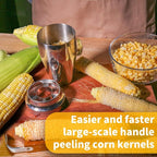 Newness Corn Stripper Peeler & Cutter with Cup, 304 Stainless Steel Cob Thresher, Off-Cob Kernel Remover & Slicer with Serrated Blade for Home & Kitchen