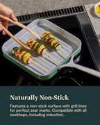 Caraway Square Grill Pan - 11” Grill Pan - Non-Stick Ceramic Coated - Non Toxic, PTFE & PFOA Free - Oven Safe & Compatible with All Stovetops - Perracotta