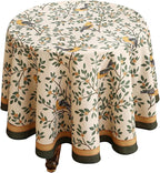 patdrea Designer Linen Vintage Small Table Cloth for Round Table,Durable Breathable Tablecloth,Cover Fall Dacorative for Kitchen Dining Parties,Holiday Christmas,Thanksgiving,Diameter 55"-Warbler