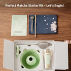 Matcha Whisk Set of 8 - HTRCXB Ceramic Matcha Set, Include Matcha Bowl, Matcha Whisk and Holder, Bamboo Scoop, Measuring Spoon, Scoop Rest, Sifter and Tea Towel - Matcha Kit Gift for Matcha Lovers