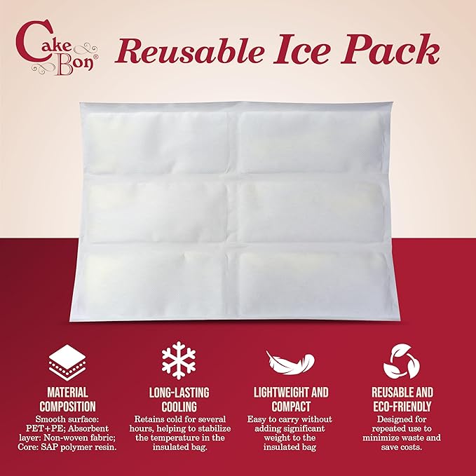 Cakebon 8-Inch Insulated Cake Bag with Ice Pack Sheets – Premium Cooling Solution for Cakes, Pastries & Cupcakes – Durable, Reusable, Moisture-Proof Design for Bakers & Food Deliveries (1-pack)