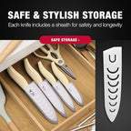 Vos Ceramic Knife Set in Elegant Gift Box, Ceramic Knives Set For Kitchen, Ultra Sharp Kitchen Knife Set & Covers, 3" 4" 5" 6" Paring, Santoku, utlity & Chef Knife, Scissors included (Off-White)
