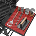 Silicone Griddle Tools Mat for Blackstone - Large Silicone Spatula Mat with Drip Pad - Griddle Mats BBQ Grill Accessories - Side Shelf Mats Grill Pad for Blackstone Griddles Accessories (red)