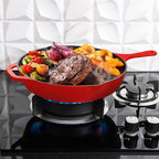 Utopia Kitchen Saute Frying Pan 6.5 Inch, Cast Iron Chefs Pan, Pre Seasoned Cast iron Skillet, Safe Grill Cookware for Indoor & Outdoor Use, Red
