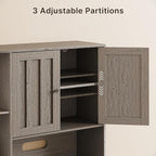 Gizoon 60.4" Pantry Cabinet with Coffee Bar, Tall Kitchen Pantry Storage Cabinet with Microwave Stand and 2 Drawers, Farmhouse Hutch with 4 Open Tiers for Dining Room and Kitchen Organization, Grey