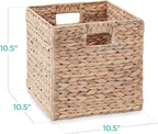 Best Choice Products 10.5x10.5in Pack of 5 Cube Storage Baskets, Water Hyacinth Multipurpose Collapsible Organizers, Handwoven Laundry Totes for Laundry, Living Room, Kids Room & Nursery - White