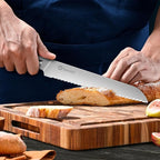 Sunnecko Knife Block Set of 8pcs - Kitchen Knife Set with High Carbon Stainless Steel 1.4116 Knife Sets for Kitchen with Block - Chef Knife with Ergonomic Handle Black Knife Set