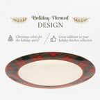 Spode Christmas Tree Tartan Dinner Plate, 10.5-Inch Festive Holiday Tableware, Colorful Christmas Dishes with Tartan Plaid Border, Fine Earthenware, Microwave & Dishwasher Safe Decorative Plate
