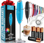 Zulay Powerful Milk Frother Handheld Foam Maker for Lattes - Whisk Drink Mixer for Coffee, Mini Foamer for Cappuccino, Frappe, Matcha, Hot Chocolate by Milk Boss (Teal)