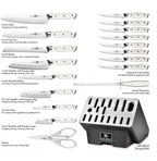Klaus Meyer Stahl 19 Piece High Carbon Exclusive German Steel Knife Block Set (White)