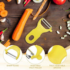 uxcell Vegetable Peeler Set, 4.5 Inch Stainless Steel Potato Peeler for Apple Fruits Carrot Yellow