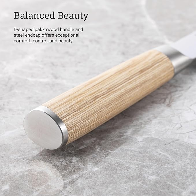 Shun Classic Blonde 6.5" Nakiri Knife, Handcrafted Japanese Vegetable Knife, VG-MAX Core with Damascus Stainless Steel Cladding, Pakkawood Handle, Slicing Tool for Professional and Home Chefs