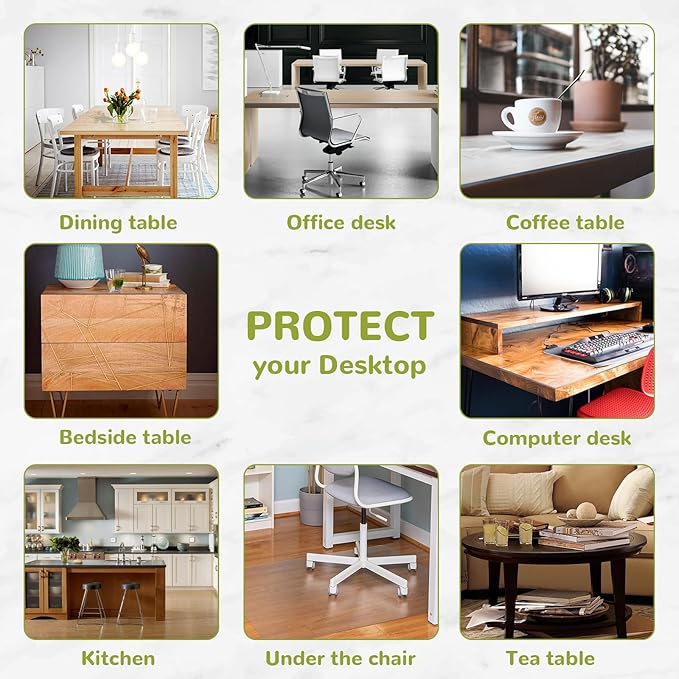 20 x 40 Inch Clear Table Cover Protector, Clear Table Protector for Dining Room Table, 1.5mm Plastic Table Cover, Waterproof Table Pad for Kitchen, Office