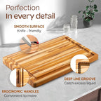 Yes4All Durable Teak Cutting Boards for Kitchen, [20''L x 15''W x 1.5” Thick] Large Edge Grain Cutting Board, Pre Oiled Wood Cutting Boards, Thick Chopping Board w/Juice Grooves and Easy Grip Handle