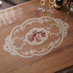 Clear Table Cover Protector Plastic Vinyl Table Cloth with White Lace Pattern Oil Spill Proof Plastic Tablecloths for Dining Tables Parties Holidays (French Lace, 52 x 70 Inches)