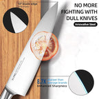 Knife Set Premium, Japanese High Carbon Stainless Steel 14 Pcs Kitchen Knives Block Set with Built-in Sharpener and Wood Block, Razor Sharp Knife Sets for Kitchen with Ergonomic Handle