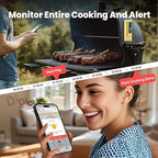 WiFi Sub-1G Wireless Meat Thermometer Unlimited Range 7 NIST Certified Sensors with Ambient Temp 2 Temp Monitoring Ways Digital Smart Base and App for BBQ, Smoker, Grill, Oven (1, black, small)