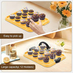 MinBoo Reusable Bamboo Cupcake Storage for Birthday Holiday Party Bakery Supplies Containers Portable 12 Standard-Size Cupcakes with Heightened Transparent Lid & Carry Handle