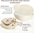 Banneton Bread Proofing Basket: Sourdough Bread Baking Supplies, Sourdough Starter Kit, Bread Making Supplies Tools, Baking Gift Set, 9 inch round rattan Basket, bread bag, dough scraper, scoring lame