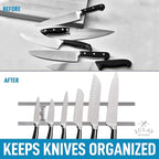 Zulay (12 Inch) Stainless Steel Magnetic Knife Holder For Wall - Powerful Knife Magnetic Strip With Extra Hanging Hooks - Wall Mount Magnetic Knife Strip & Organizer For Kitchen & Tools (Silver)