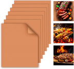 WIBIMEN Grill Mats for Outdoor Grill, Copper 7pcs Grill Mat, 100% Non-Stick PFOA Free 15.75 x 13, Heavy Duty, Reusable and Easy to Clean - Gas Charcoal & Electric BBQ
