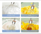 Electric Hand Mixer Whisk| Wireless Rechargeable Handheld Egg Beater with 2 Stainless Steel Mixing Heads | Portable Kitchen Aid Hand Mixer for Egg, Milkshake Cream, Cake, Baking & Cooking-Black