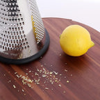 Cone Cheese Grater with Handle Stainless Steel Triple Function Wood Handle Parmesan Shaver Non-Slip Rubber Bottom Hand Held Multifunction Vegetables Cheese Grater with container (L: 10.6" X 4.7")
