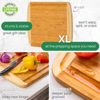 Organic Extra Large Bamboo Cutting Board with Lifetime Replacements –18 x 12 Inch Reversible Wooden Kitchen Chopping Board with Juice Groove – Used to Chop, Slice, Carve & Serve – by Greener Chef