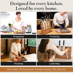 3 in 1 Magnetic Knife Block Stand - Wooden Magnetic Knife Holder with Strong Magnets, 14"x10" Cutting Board, Knife Sharpener - Acacia Display Holder Double Sided Storage Rack Magnets for Knives
