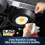 SENSARTE Nonstick Frying Pan Set 2-Piece, Oven Safe Skillets with Swiss Coating, Induction Compatible Chef Pan Set, Dishwasher Safe Cooking Pans, PFOA PFOS Free, 8 and 10 Inch