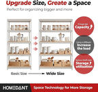 HOMEDANT White 5 Tier Laminated Boltless Heavy Duty Garage Storage Adjustable Wide Size Metal Shelving Unit Utility Rack Shelves Organization Shelf Shed Warehouse 47.7" W x 24.1" D x 71.3" H 4Pack