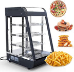 Whalefall 3-Tier Food Warmers Countertop, 15" Commercial Warm for Food Pizza Warmer w/ 3D Heating with Stainless Frame Sliding Glass Doors Pastry Display Case for Buffet Restaurant