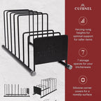 Cuisinel Pot Lid and Dish Organizer Rack - Matte Black Kitchen Storage/Organization Stand - 7-Tier Cabinet/Counter, Cookware, Pots and Pan Lids/Covers, Cutting Board Holder Organizer