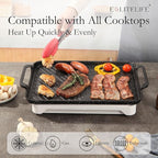 ESLITE LIFE 11" x 17" Nonstick Grill Pan for Indoor Cooking & Outdoor Grilling, Versatile 2-In-1 Induction Large Steak Pan for Stove Tops, PFOA Free, Black