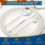Silverware Set for 8, 40 Piece Flatware Set, Cutlery Tableware set Include Spoons And Forks Set, Stainless Steel Utensil Set, Matte polished Finish, Dishwasher Safe