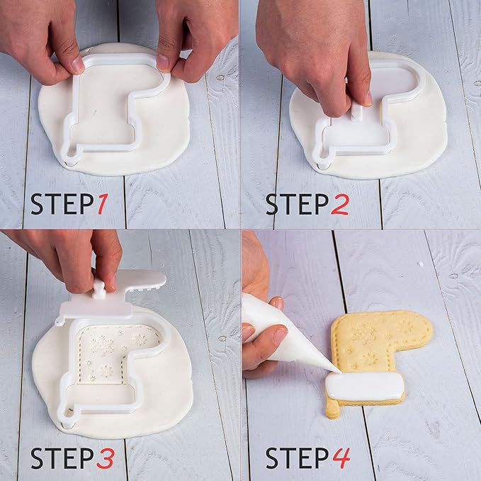 Flycalf Christmas Cookie Cutters for Holiday Baking, with 3D Stamper PLA Snowflake Shapes Kitchen Cake Decorating Birthday Gifts Party Pastry Mold Supplies Biscuit Fondant Tools