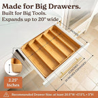 SMIRLY Silverware Drawer Organizer – Bamboo Kitchen Drawer Organizer, Adjustable Utensil Holder and Cutlery Tray, Drawer Dividers for Flatware and Kitchen Utensils