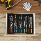 Lifewit Cooking Utensil Drawer Organizer, Expandable from 11 to 18 inches, Adjustable Cutlery Silverware Tray, Plastic Flatware Spatula Holder, Kitchen Tools Gadgets Storage Divider, Black