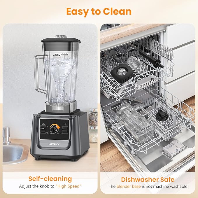 Blenders for Kitchen, 2000W Professional Grade High-Speed Countertop Blender with 68oz Pitcher & 27oz To-Go Cup for Smoothies, Ice, and Frozen Fruit, BPA-Free, Dishwasher Safe