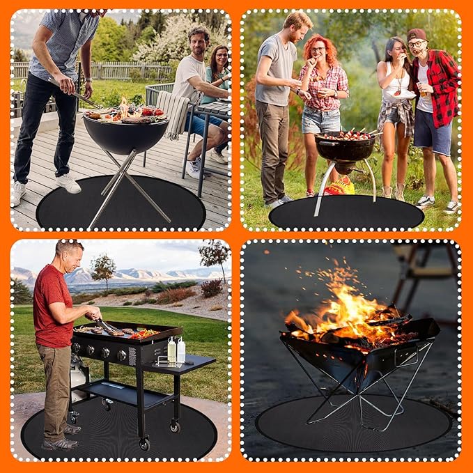 4-Layer Deck Protector 5200℉, Fire Pit Mat 36'', Fire Pit Pad, Fire Pit Accessories, Burn Barrel, Under Grill Mat, BBQ Mat, Patio Shield, Fire Retardant Base Pad for Outdoors