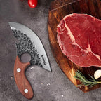 Huusk Knives, Viking Boning Knife for Meat Cutting, Small Ulu knives, Caveman Ultimo Knives Hand Forged Full Tang Knives for Kitchen or Camping Christmas Gift