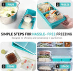 Silicone Freezer Tray with Lid Soup Freezer Container Molds with Steel Reinforced Rim Large Ice Cube Tray Makes 4 Perfect 2 Cup Portions Cubes Storage for Soup, Sauce, Leftovers Food Kitchen Things
