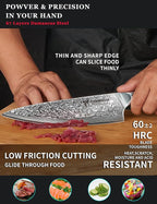 Chef Knife - 8 inch - Xuan Series - VG10 Damascus Steel Kitchen Knife - Resin Handle (Sunset Red)