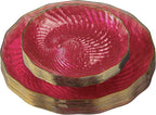 PLASTICPRO 120 Pack Plastic Plates Set of 60-10 inch Plates and 60-7 inch Plates, Elegant Clear Pink Spiral and Gold Rim Disposable Fancy Plates Premium Heavyweight