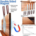 XYJ Extra Large Magnetic Knife Block Acacia Wood Knife Set Holder Stand With Stronge Magnetic Strip Kitchen Knives Storage Rack Organizer Tools No Drilling